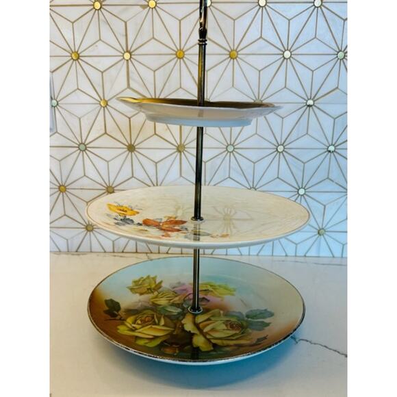 Three-Tier Dessert Stand | Vintage China ‎ | Bridal Decor - Picture 7 of 9